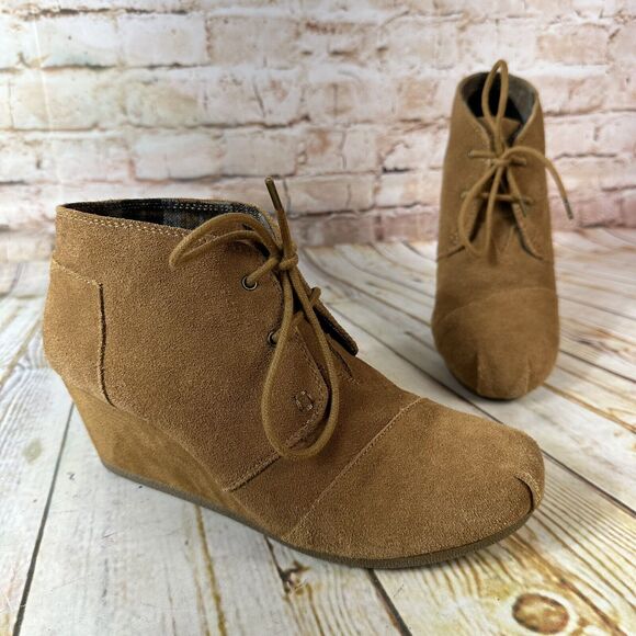 Skechers Shoes - BOBS Skechers HIGH NOTES Womens Sz 9 Brown Suede Wedge Heel Booties Boots Shoes